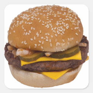 Pegatina Cuadrada Cheeseburger En Sesame Seed Bun