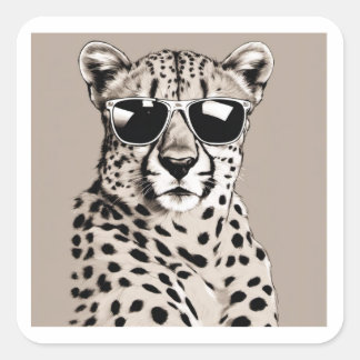 Pegatina Cuadrada Cheetah Diva