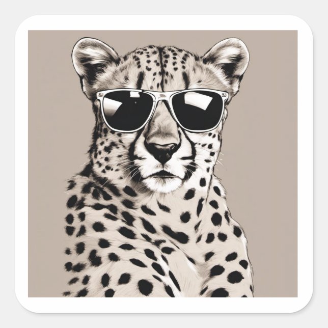 Pegatina Cuadrada Cheetah Diva (Anverso)
