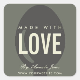 PEGATINA CUADRADA CHEF DE CARBÓN GRIS MÍNIMO HECHO CON AMOR