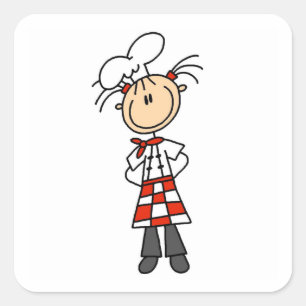 Pegatina Cuadrada Chef femenino