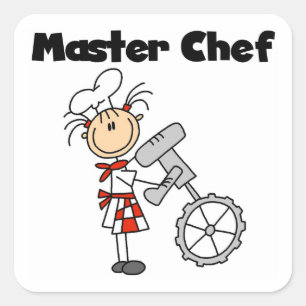 Pegatina Cuadrada Chef Maestro - Mujer