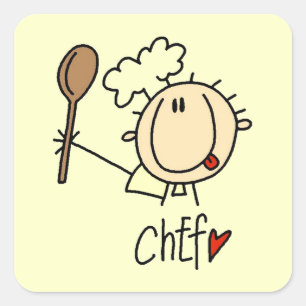 Pegatina Cuadrada Chef masculino