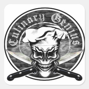 Pegatina Cuadrada Chef Skull 1