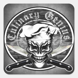 Pegatina Cuadrada Chef Skull 1