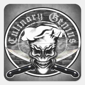 Pegatina Cuadrada Chef Skull 1