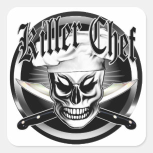 Pegatina Cuadrada Chef Skull 4: Asesino Chef