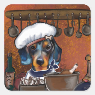 Pegatina Cuadrada Chefs Dachshund