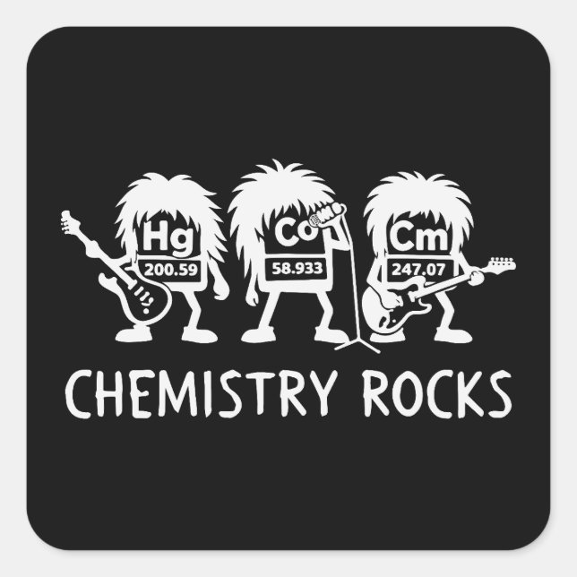 Pegatina Cuadrada Chemistry Rocks Science Rock Band (Anverso)