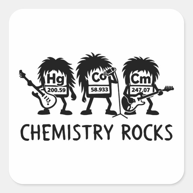 Pegatina Cuadrada Chemistry Rocks Science Rock Band (Anverso)