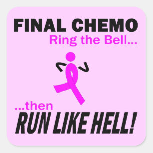 Pegatina Cuadrada Chemo final corre mucho - cáncer de pecho