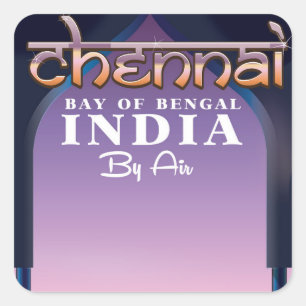 Pegatina Cuadrada Chennai, Bahía de Bengala en la India oriental