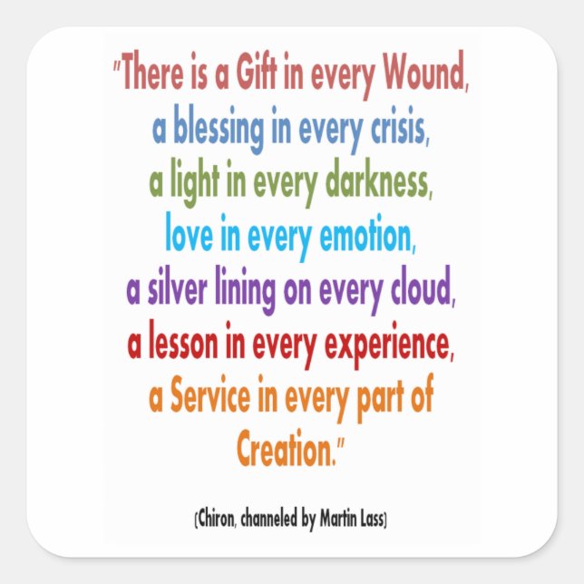 Pegatina Cuadrada Chennel de CHIRON : Palabras de sabiduría CONSERVA (Anverso)