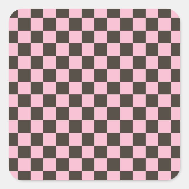 Pegatina Cuadrada Cherry blossom checkered board pattern (Anverso)