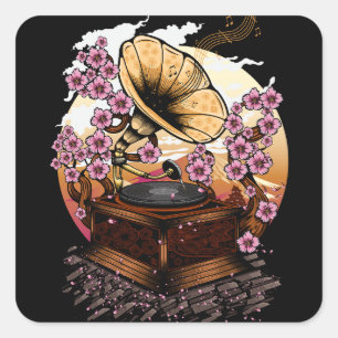 Pegatina Cuadrada Cherry Blossom Musical
