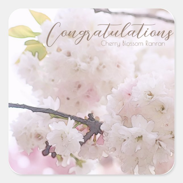 Pegatina Cuadrada Cherry Blossom "Ranran" スクエアシール (Anverso)