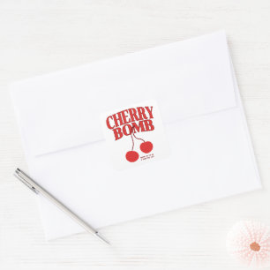 Pegatina Cuadrada Cherry Bomb Retro