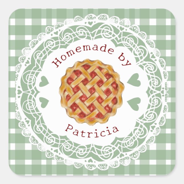 Pegatina Cuadrada Cherry Pie Master baker  (Anverso)