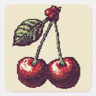 Pegatina Cuadrada Cherry Pixels