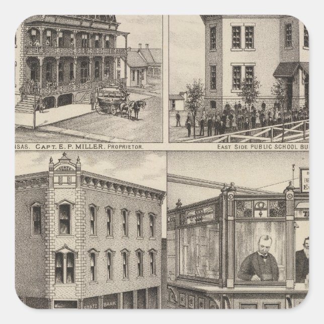 Pegatina Cuadrada Cherryvale, Kansas (Anverso)