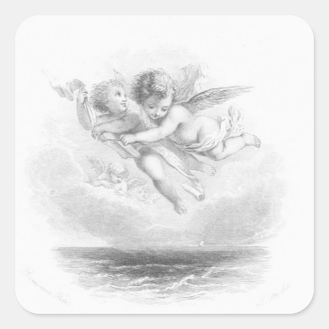 Pegatina Cuadrada Cherubs (Anverso)