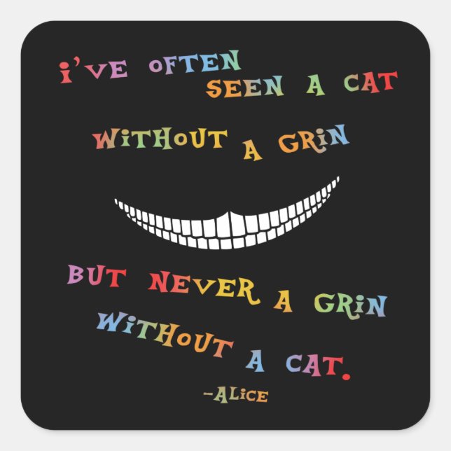 Pegatina Cuadrada Cheshire Grin IV (Anverso)
