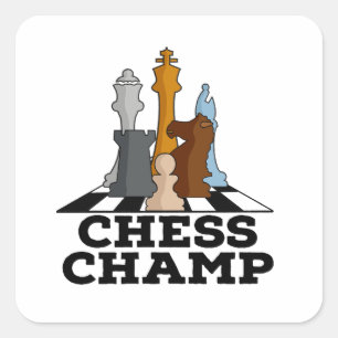 Pegatina Cuadrada Chess Champ