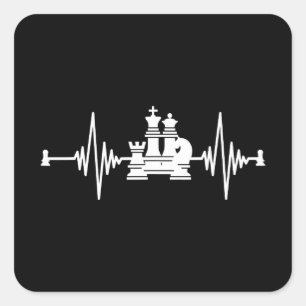Pegatina Cuadrada Chess Lover   Heartbeat Chess T-Shirt