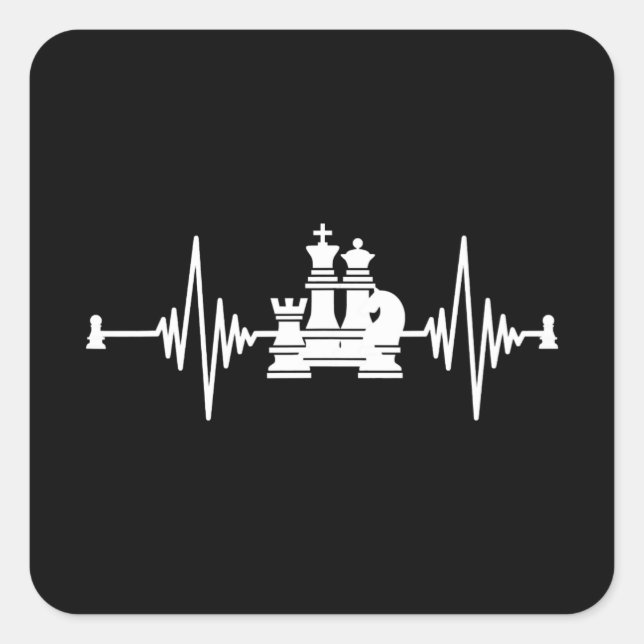 Pegatina Cuadrada Chess Lover | Heartbeat Chess T-Shirt (Anverso)