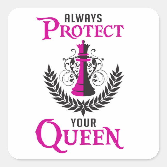 Pegatina Cuadrada Chess Queen Chess Board Checkmate Board Gratifican (Anverso)
