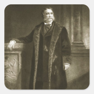 Pegatina Cuadrada Chester A. Arthur, 21ro presidente del St unido