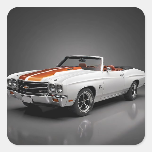 Pegatina Cuadrada Chevelle SS convertible 1970 (Anverso)
