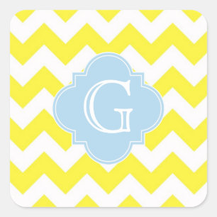 Pegatina Cuadrada Chevron Blanco Amarillo Lt Blue Quatrefoil Monagra