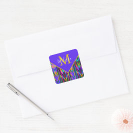 Pegatina Cuadrada Chevron tribal brillante personalizado