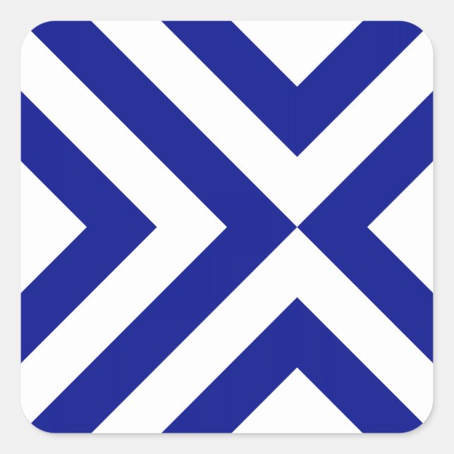 Pegatina Cuadrada Chevrons azules y blancos (Anverso)
