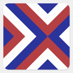 Pegatina Cuadrada Chevrons rojo, blanco y azul