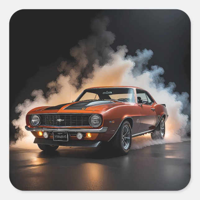 Pegatina Cuadrada Chevy Camaro 1969 (Anverso)