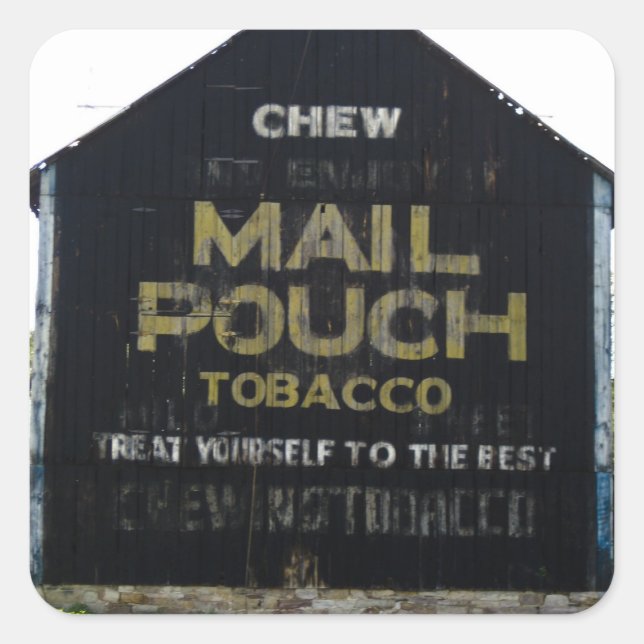 Pegatina Cuadrada Chew Mail Pouch Tabacco Barn - Foto original (Anverso)