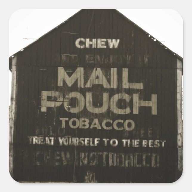 Pegatina Cuadrada Chew Mail Pouch Tobacco - Fin de foto antigua (Anverso)