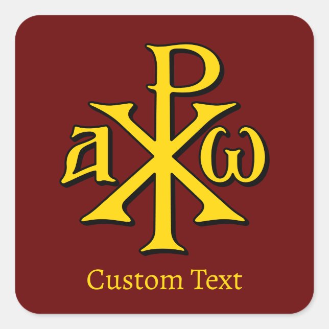 Pegatina Cuadrada Chi Rho Christogram (Anverso)