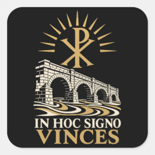 Pegatina Cuadrada Chi Rho Puente Milvio In Hoc Signo Vinces