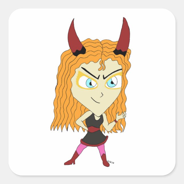 Pegatina Cuadrada chibi (Anverso)