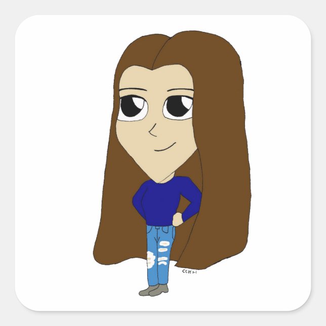 Pegatina Cuadrada chibi (Anverso)