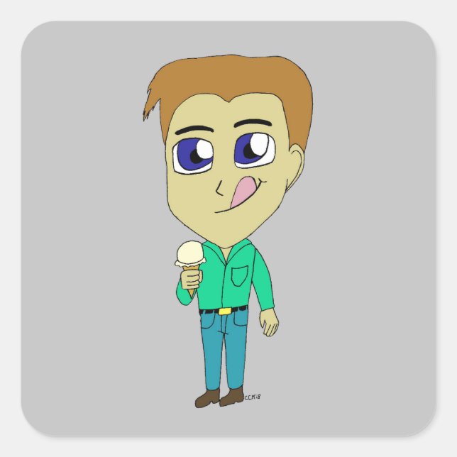 Pegatina Cuadrada chibi (Anverso)