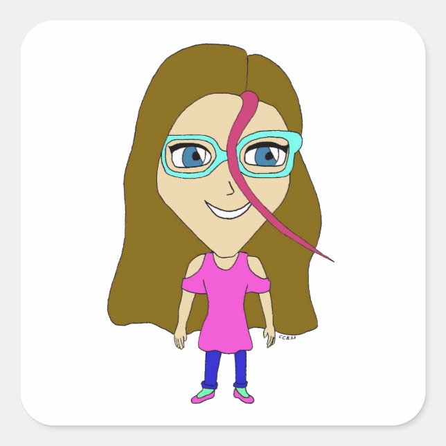 Pegatina Cuadrada chibi (Anverso)
