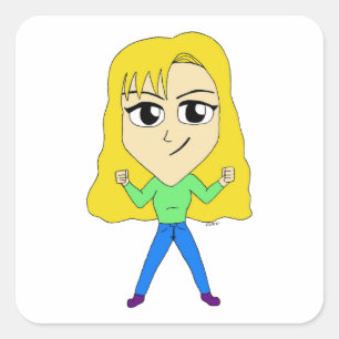 Pegatina Cuadrada chibi