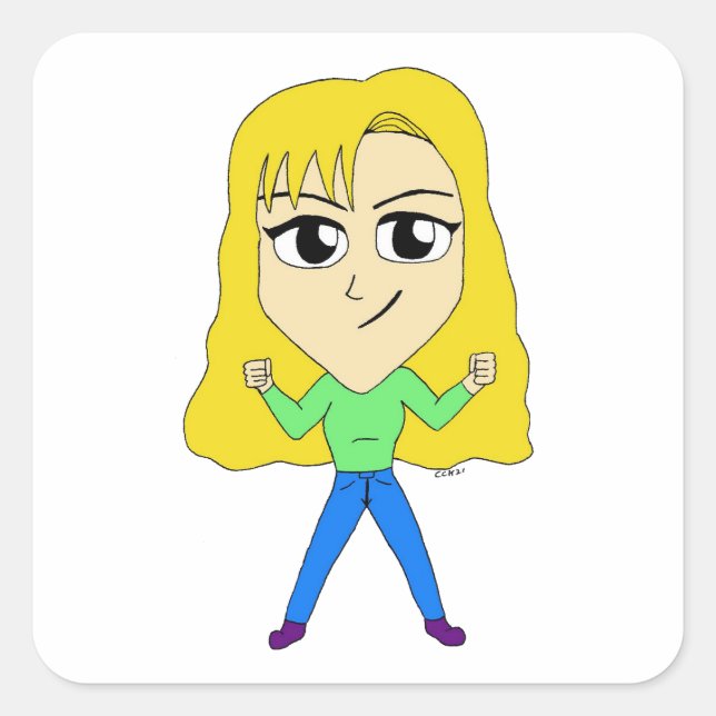 Pegatina Cuadrada chibi (Anverso)
