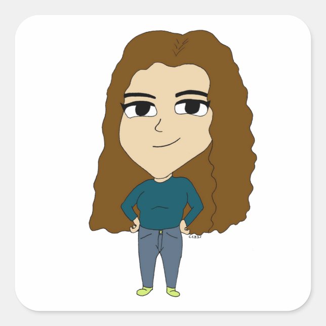 Pegatina Cuadrada chibi (Anverso)