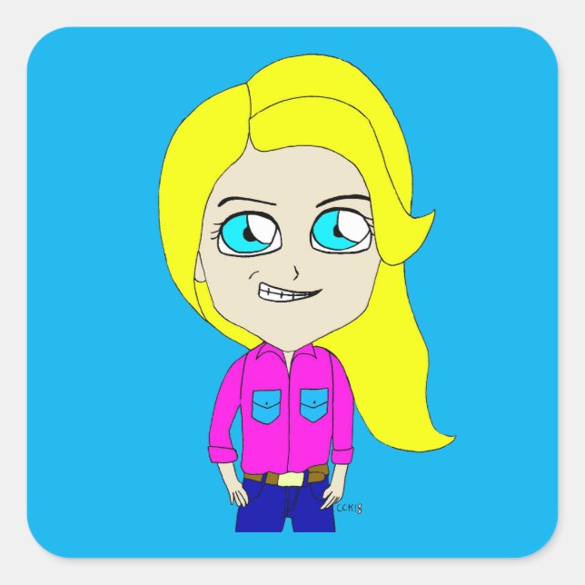 Pegatina Cuadrada chibi (Anverso)