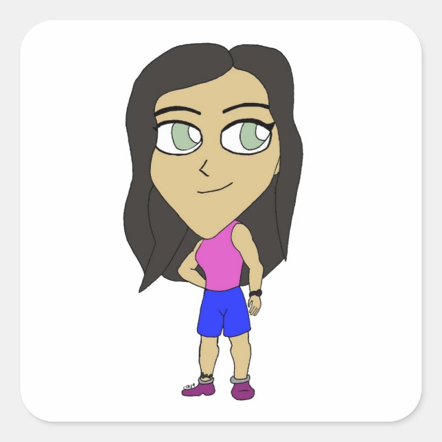 Pegatina Cuadrada chibi (Anverso)
